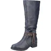 Rieker Damen Stiefel Langschaft Blockabsatz Kordel Schnalle 91694, Größe:37 EU, Farbe:Blau