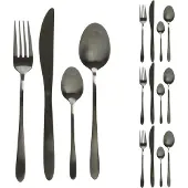 MARELIDA Besteck Set BRIT - Edelstahl - 16-teilig - je 4x Messer, Gabel, Löffel, Teelöffel - schwarz matt