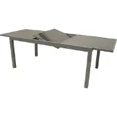 Degamo Ausziehtisch Gartentisch Esstisch Glastisch PISA 180/240x100cm, Aluminium + Glas grau