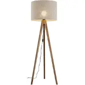 Licht-Erlebnisse Stehlampe Metall Stoff 145 cm Dreibein Nussbraun Beige E27 Skandinavisch