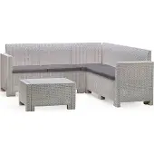 Dmora Gartenlounge Set Eris Weiß 5-Sitzer Wasserdicht
