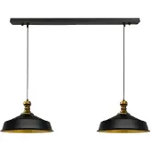 Bamyum Pendelleuchte Asletl-Knob Hängelampe aus Metall 2 Flammige, E27, Schwarz Vintage Lampe