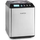Klarstein Vanilla Sky Family - Eismaschine, Eisbereiter, Speiseeismaschine, Kühlhaltefunktion, LED-Display, Timer, Edelstahl, einfache Reinigung, 250 Watt, 2,5 Liter Fassungsvermögen, Silber