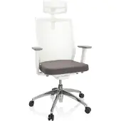 Hjh OFFICE Profi Bürostuhl ASPEN WHITE PRO Ergonomischer Schreibtischstuhl mit Armlehnen (höhenverstellbar) Stoff / Netzstoff Grau/Weiß Drehstuhl für Büro, Zuhause