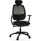 Hjh OFFICE Profi Bürostuhl RI-COVER Ergonomischer Schreibtischstuhl mit Armlehnen Stoff / Netzstoff Schwarz Drehstuhl für Büro, Zuhause