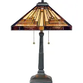 QUOIZEL Tiffany Stephen Metall-Schreibtischlampe Bronze Vintage 2 Lichter E27