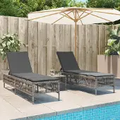 Prolenta Maison Exclusive - Sonnenliegen mit Auflagen 2 Stk. Grau Poly Rattan