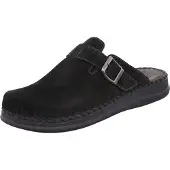 Rohde Herren Pantoffel Clog Nubuk Leder Schnalle Alassio 6794, Größe:45 EU, Farbe:Schwarz