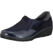 Semler Damen Mokassins, dunkelblau, bequem, schlankes Slip-on-Design mit Keilabsatz