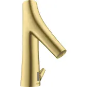 Hansgrohe AXOR Starck Organic Waschtischmischer, Elektronik, Batteriebetrieb, mit Temperaturregulierung, Ausladung 117mm, 12171990, Farbe: Polished Gold Optic