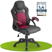 Juskys Racing Schreibtischstuhl Montreal (bordeaux) - Gaming Stuhl ergonomisch, höhenverstellbar & gepolstert, bis 120 kg - Bürostuhl Drehstuhl