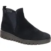 Gabor Chelseaboots , Damen, Gr. 38,5, wärmend, dunkelblau, Elastischer Einsatz, Veloursleder, unifarben, Schuhe Chelseaboots, Keilstiefelette mit Gummizug an der Außenseite, G-Weite