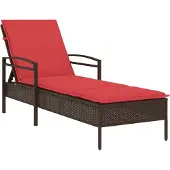 Syfax | Sonnenliege | mit Kissen Braun 63 x 200 x 81 cm Poly-Rattan