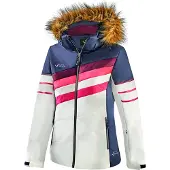 Black Crevice - Damen Skijacke - Kunstpelzbesatz - 8000mm Wassersäule | Farbe: Blau/Weiß/Pink | Größe: 44