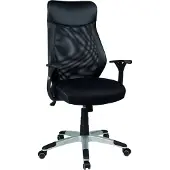Duo Collection Chefsessel bzw. Bürostuhl Niko schwarzer Netzbezug & schwarzes Kunstleder, silberfarbenes Drehkreuz
