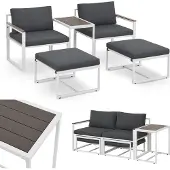 Juskys Gartenmöbel Sofa Set Bari - Gartenlounge - Balkonmöbel - Garten Outdoor - Grau