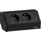 Evoline V-Dock Steckdosenelement 2xSchuko, USB-A + C Charger schwarz - Tischsteckdose, 2 Schukosteckdosen, 1 USB-A- + 1 USB-C-Charger, schwarz, max. 3500W, 1 Stück