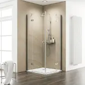 Schulte Eckeinstieg mit Drehtür MasterClass ExpressPlus 90 x 90 x 200 cm Profil chrom Klarglas schmutzabweisende Glasbes