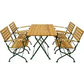 Degamo Gartenset PASSAU 5-teilig klappbar, Flachstahl grün + Holz Robinie