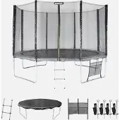 Sweeek - Trampolin Ø370cm - mit Sicherheitsnetz und Zubehör - Grau