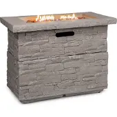Blumfeldt Anafi Gas-Feuerstelle, Heizstrahler Gas mit 40.000BTU/13kW, Feuerstelle mit Abdeckung, Edelstahlbrenner, Heizstrahler & Feuerstellen, beige
