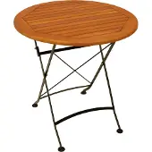 Degamo Gartentisch Bistrotisch Klapptisch Hofgarten 75cm rund, Flachstahl schwarz + Eukaylptus, klappbar
