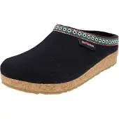 Iesse Schuh Haflinger Damen Hausschuh Herren Pantoffel Wollfilz Muster Grizzly Franzl 711001, Größe:46 EU, Farbe:Blau