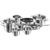 KOPF Topfset Josie aus Edelstahl, Induktion, Literskala, inkl. Glasdeckel, 14-teilig