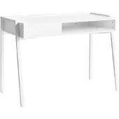 Beliani Schreibtisch Weiß Faserplatte Eisen 107 x 48 cm mit Schublade Regalfach Stauraum Minimalistisch Homeoffice Schreibtisch Bürotisch