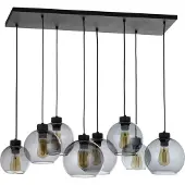 Licht-Erlebnisse Längliche Pendelleuchte in Schwarz Graphit Modern Glas Metall elegant 8-flmg E27 Esszimmer Lampe KALETE