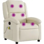 Syfax Massagesessel mit Relaxfunktion, Kunstleder, Creme