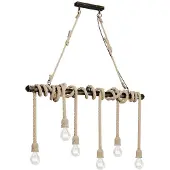 LINDBY Pendellampe Hajo, 100 cm, sechsflammig, Tauseil