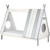 Möbilia Bett Kinderbett in Zeltform| B 215x T 105 x H 165 cm | weiß / grau | 12020006 | Serie BETT