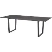 Diamond Garden Oxford Kufentisch HPL Granit dunkel Edelstahl Dunkelgrau 220x100 cm