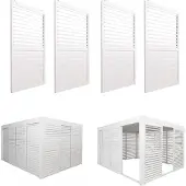 Mendler 4er-Set Aluminium Schiebetür für Pergola MCW-L46, Terrassenüberdachung, Lamellenpaneel Modul, 206x369cm weiß