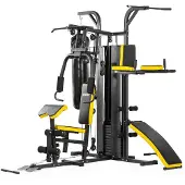 Dione HG5 - Fitnessstation - Multi-Gym - Krafstation mit Boxsack - Einschließlich 65 kg Gewichte - Erweiterbar auf 100 kg - Homegym