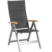 SonnenPartner Sierra Klappsessel Klappstuhl Aluminium mit Textilen Teak anthrazit