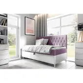 Fun-Möbel Boxspringbett Gästebett Kinderbett FINJA Nr.2 100x200cm Weiss-Rosa