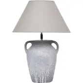 Beliani Tischlampe Grau & Weiß Keramik Vasenform 49 cm Stoffschirm Leinen Kegelform Verstellbar Langes Kabel mit Schalter Modern Schlaf- u. Wohnzimmer
