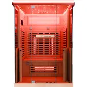 Dewello Infrarotkabine Infrarotsauna KENORA 130x105 für 1-2 Personen aus Hemlockholz, Dual Therm, mit Salzsteinoptik