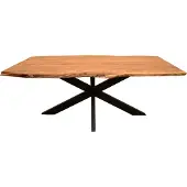 Mr. Deko Baumkantentisch Catania Akazie 200x100 cm mit Cross-Gestell Esstisch aus Vollholz