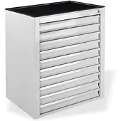 Proregal Schubladenschrank Kobra mit 10 Schubladen Gummiauflage HxBxT 90 x 71 x 55 cm Lichtgrau