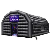 Vevor Aufblasbares Partyzelt 9x6x4 m, Würfelzelt für Disco Nachtclub, Pavillon Hochzeitszelt mit 1100 W Gebläse, Sandsack, 2 Fenster für Veranstaltungen, Geburtstag, Hochzeit, Schwarz