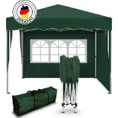 Kronenburg Faltpavillon 3x3m - Wasserfest, UV-Schutz 50+, 2 Seitenteile, grün