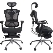 Sihoo Bürostuhl Schreibtischstuhl, ergonomisch, Fußstütze verstellbare Lordosenstütze schwarz