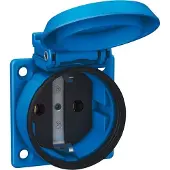 Abl Einbau-SCHUKO-Steckdose, 1561050 blau IP54 m. Schraubanschluss