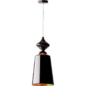 Licht-Erlebnisse Pendelleuchte Schwarz Gold glänzend E27 Ø 19 cm Stoff Hängelampe Wohnzimmer Esstisch