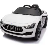 TPFLiving Elektro-Kinderauto Maserati Ghibli weiß - Sportwagen für Kinder - Kinderauto Maserati Ghibli - Elektroauto für Kinder - Kinderfahrzeug ab 3 Jahren