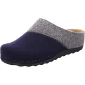 Rohde Damen Pantoffel Softfilz recycled Strass Lederdecksohle Soave-40 6051, Größe:37 EU, Farbe:Blau