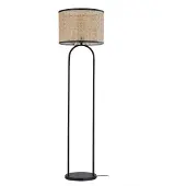 LINDBY Stehleuchte Yaelle, 146 cm hoch, Rattan, schwarz, E27 , Yaelle, Holz, für Wohnzimmer, Holz, Skandinavisch